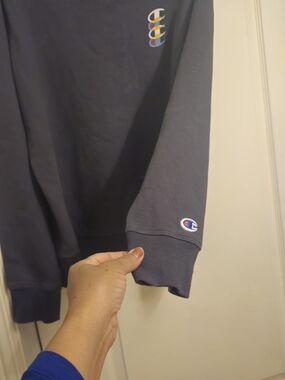 Champion Crewneck Sweatshirt in Charcoal with Multicolor Logo